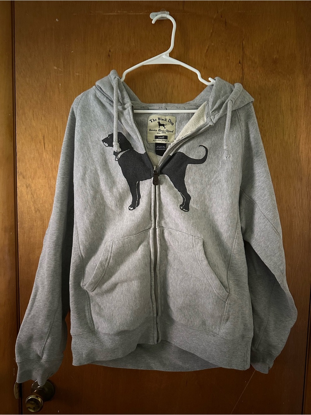 The Black Dog Gray Hoodie with Black Dog Silhouette